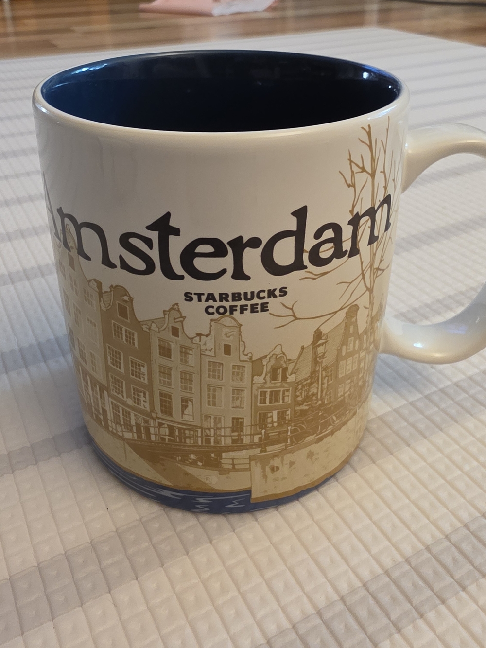 Starbucks Amsterdam Ceramic Mug - White, Navy, Gold